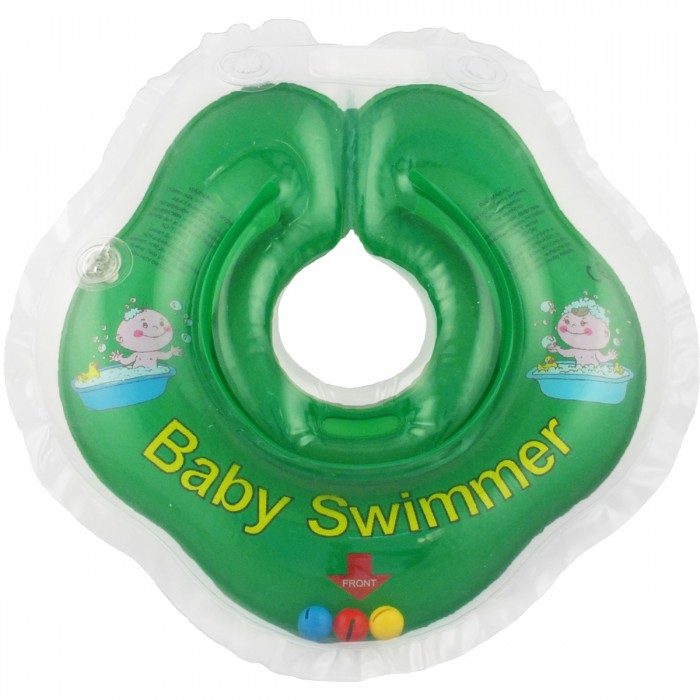 Круг для купания Baby Swimmer погремушка 0-24 мес.погремушка 0-24 мес. Круг для купания Baby Swimmer погремушка 0-24 мес.погремушка 0-24 мес.Круг на шею предназначен для купания новорожденных и детей до 3-х лет, в домашних условиях и на открытом воздухе на глубине не более 1 метра. Отличительной особенностью наших кругов на шею является возможность их использования уже с самого рождения малыша, когда он еще не в состоянии самостоятельно держать головку. Круг на шею Baby swimmer способствует уменьшению тревожности во время пребывании детей в воде, что поможет им в дальнейшем быстрее научиться плавать самостоятельно. Кроме того, каждодневное купание младенца является, прежде всего, не гигиенической, а оздоровительной процедурой. И здесь понятны волнения родителей, которые пребывают в растерянности: как искупать малыша, такое миниатюрное и кажущееся чрезвычайно хрупким существо. Круг для плавания помогает облегчить купание новорожденного его родителям и доставить большее удовольствие от пребывания в воде самому малышу. C надетым кругом ребенок свободно плавает, плещется и барахтается, переворачиваясь с животика на спинку и с боку на бок по своему разумению, и абсолютно счастлив. Круг для купания детей обладают рядом особенностей, позволяющих использовать их для купания младенцев уже с самого рождения. Одевается и снимается он очень легко. Одетый на шею ребенка круг не доставляет малышу никакого дискомфорта, ввиду применения технологии «внутреннего шва», который делает края мягкими на ощупь. На внутренней стороне круга имеется вставка для подбородка ребенка, которая надежно фиксирует его положение и препятствует соскальзыванию, а наполненный воздухом обод круга не оказывает давление на горло малыша. Благодаря двум раздельным контурам (верхний и нижний), надувающимся отдельно, создается дополнительная безопасность во время купания ребенка. Двусторонняя липкая застежка (сверху и снизу круга) обеспечивает повышенную безопасность и позволяет регулировать внутренний размер круга, что дает возможность получить комфортное прилегание к шее ребенка. Круг на шею изготовлен из высококачественных материалов, удовлетворяющих все требования безопасности «88/378/EC» для детских товаров.<br>