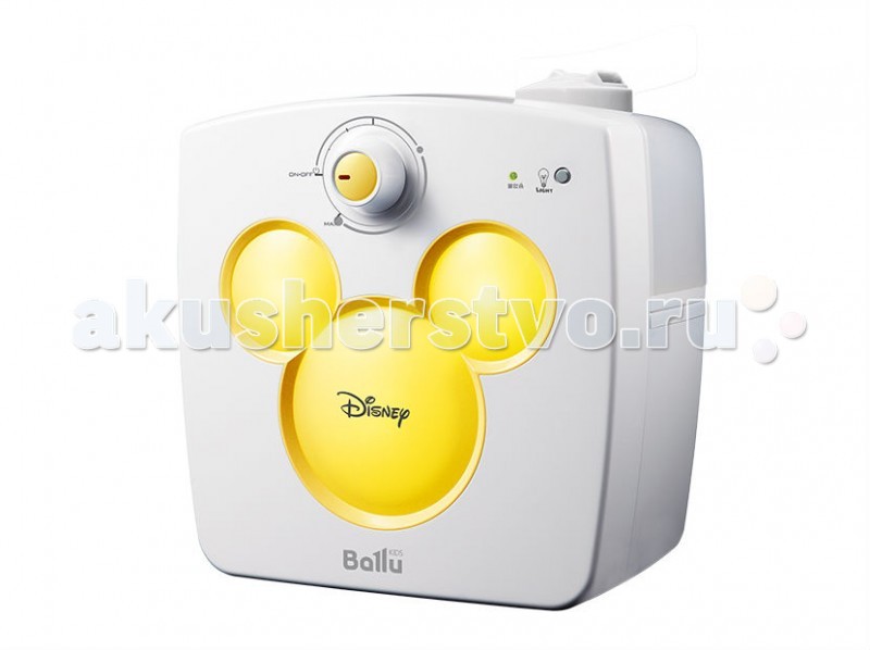 Ballu Увлажнитель ультразвуковой UHB-240 DisneyУвлажнитель ультразвуковой UHB-240 Disney Ballu Увлажнитель ультразвуковой UHB-240 DisneyУвлажнитель ультразвуковой UHB-240 DisneyВ отопительный период влажность воздуха в помещениях существенно ниже нормы (40-60%). Сухой воздух способствует распространению вирусных заболеваний, приводит к повышению утомляемости, сушит слизистые и может стать причиной рези в глазах и головной боли. Для создания и поддержания комфортного микроклимата используются увлажнители воздуха. Специально для детей разработана уникальная серия увлажнителей Ballu Kids, включающая в себя приборы с образами популярных героев анимационных фильмов. Совместно с художниками и дизайнерами Disney была создана модель Ballu UHB-240 (Увлажнитель Ballu UHB-240 является лицензионным продуктом, разрешенным к продаже компанией Disney), которая сочетает в себе функцию увлажнителя и светильника – ночника. В приборе предусмотрена возможность регулировки скорости увлажнения, а поворотный 2-х струйный распылитель позволит направить поток воздуха в нужную сторону. Прибор автоматически остановит работу при минимальном уровне воды, а прорезиненные ножки исключат его скольжение по любым поверхностям. Встроенный светильник – ночник поможет создать в детской комнате комфортные условия для спокойного сна. Увлажнители Ballu Kids, вдохновленные любимыми героями Disney, станут полезным и нужным подарком. Отличительные особенности Поворотный 2-х струйный распылитель Индикация режима работы Автоотключение при низком уровне воды Отключаемая подсветка - ночник Противоскользящие ножки<br>