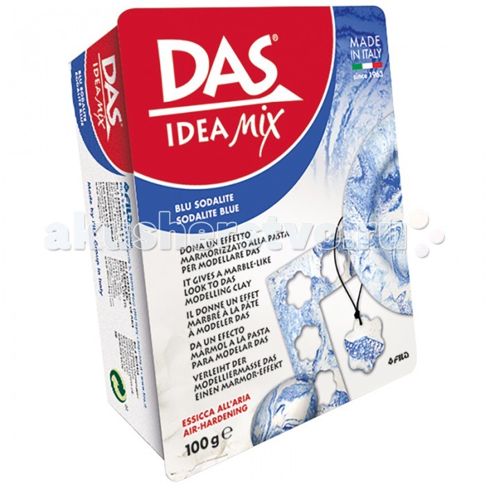 Das Idea Mix Масса для лепки имитация камня 100 гIdea Mix Масса для лепки имитация камня 100 г Das Idea Mix Масса для лепки имитация камня 100 гIdea Mix Масса для лепки имитация камня 100 гНовая революционная масса, затвердевающая на воздухе. Представлена в 6 цветах, полностью имитирующих красоту природного мрамора. Дерматологически протестированная, на минеральной основе, цветная масса, смешиваясь с белой и терракотовой глиной Das® создает эффект мрамора со сверкающими одноцветными или многоцветными прожилками. Затвердевает на воздухе: да.<br>