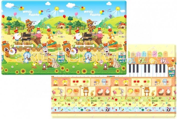 Игровой коврик Dwinguler Sound PlayMat музыкальный 230х140х1.5 смSound PlayMat музыкальный 230х140х1.5 см Игровой коврик Dwinguler Sound PlayMat музыкальный 230х140х1.5 смSound PlayMat музыкальный 230х140х1.5 смИгровой развивающий коврик Dwinguler может быть использован как для игры, так и для учебы. Благодаря этому коврику малыш сможет выучить самые важные для его возраста понятия. Яркие и красочные изображения, любимые мультипликационные герои помогут малышу узнать много чего интересного. Развивающий коврик функционален с обеих сторон. Двухсторонний авторский дизайн, который привлечет повышенное внимание ребенка и гарантировано понравиться ему. Детский игровой коврик Dwinguler изготовлен из высококачественных нетоксичных материалов и является безвредным для вашего ребенка и окружающей среды. Детский игровой коврик Dwinguler произведён с использованием специальных технологий компании I&S, которые успешно прошли сертификацию стандарта CPSIA в США и стандартов безопасности в Европе. Развивающий коврик Dwinguler обладает высоким качеством, практичностью и экологичностью. Его нескользящая поверхность обеспечивает превосходную амортизацию от возможных толчков и ударов при обычных падениях и кувырканиях. Поглощает шумы. Коврик Dwinguler Sound PlayMat умеет издавать звуки и слова, обучая ваших детей словам и звукам. Посредством музыкального карандаша, в котором встроен динамик, проигрываются звуки музыкальных инструментов: пианино, виолончели, барабана, кларнета, а также звуки животных и их названия и остальных деталей дизайна (облако, солнца и т.д) обоих сторон коврика на английском языке. Питание для музыкального карандаша: две одноразовые либо аккумуляторные батарейки размером AAA (батарейки в комплект коврика не входят). Детские игровые коврики большого размера, станут настоящей находкой для общественных детских игровых центров. Необыкновенно мягкие и безопасные коврики Dwinguler, придутся по вкусу маленьким посетителям. Характеристики: игровые коврики созданы специально для малышей, произведены из экологически чистых материалов и абсолютно безопасны для детей в процессе производства используются только экологически чистые материалы детский игровой коврик гигиеничен, его легко мыть в игровом коврике не заводятся ковровые клещи, которые обитают в тканевых коврах имеет анти-скользящую поверхность благодаря особому тиснению превосходный подушечный слой защищает малышей от ушибов во время первых попыток ходить самостоятельно игровой коврик менее подвержен возгоранию, чем обычные развивающие коврики на поверхности детского игрового коврика изображены алфавит, цифры и различные животные, что помогает детям быстрее выучить их. Яркие, дружелюбные персонажи, которые изображены на коврике, нравятся детям использование различных дизайнов для каждой стороны коврика позволяет разнообразить интерьер и не позволит ребенку заскучать – просто переверните коврик на другую сторону коврик состоит из множества ячеек, наполненных воздухом, он поглощает шум и не пропускает холод, исходящий от пола игровой коврик отлично подходит для детей от рождения до 7 лет<br>