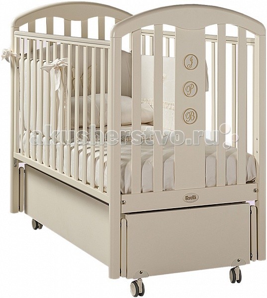 Детская кроватка Feretti Elegance Swing (продольный маятник)Elegance Swing (продольный маятник) Детская кроватка Feretti Elegance Swing (продольный маятник)Elegance Swing (продольный маятник)Детская кроватка Elegance Swing с маятниковым механизмом. Кроватка изготовлена из массива бука и покрыта антиаллергенным лаком, который совершенно безопасен для детей. Так же за безопасность отвечают и силиконовые накладки, которые специально предусмотрены для того, чтобы ребенок не повредил свои молочные зубки в момент, когда ему захочется попробовать на вкус свою любимую кроватку, а отсутствие острых углов предохранит его от ударов. Два уровня высоты позволяют регулировать ортопедическое ложе по мере взросления малыша, а переднюю стенку можно будет убрать, когда она не понадобится. Характеристики: Благодаря просторному спальному месту подходит для детей от 0 до 5 лет. Два уровня положения ложа позволяет подобрать подходящий, в зависимости от возраста ребенка. Дно спального места - реечное, оно обеспечивает надежное сцепление с матрасом. Одна стенка регулируется по высоте в двух положениях и полностью снимается, благодаря чему кроватка превращается в удобный детский диванчик. Под днищем кроватки расположен выдвижной ящик на бесшумных направляющих для постельного белья или игрушек. Маятниковый механизм продольного качания Съёмные, самоцентрирующиеся колеса снабжены 2 тормозами. Кроватка отличается высокой прочностью, экологичностью и безопасностью материалов, из которых она изготовлена. В производстве кроваток Feretti Mon Amour использовано дерево высокого качества (ценные породы дуба), МДФ, нетоксичные лако-красочные материалы и клей. Для безопасности малыша бортики снабжены силиконовыми накладками. Размер спального места (д х ш): 125 х 65 см.<br>