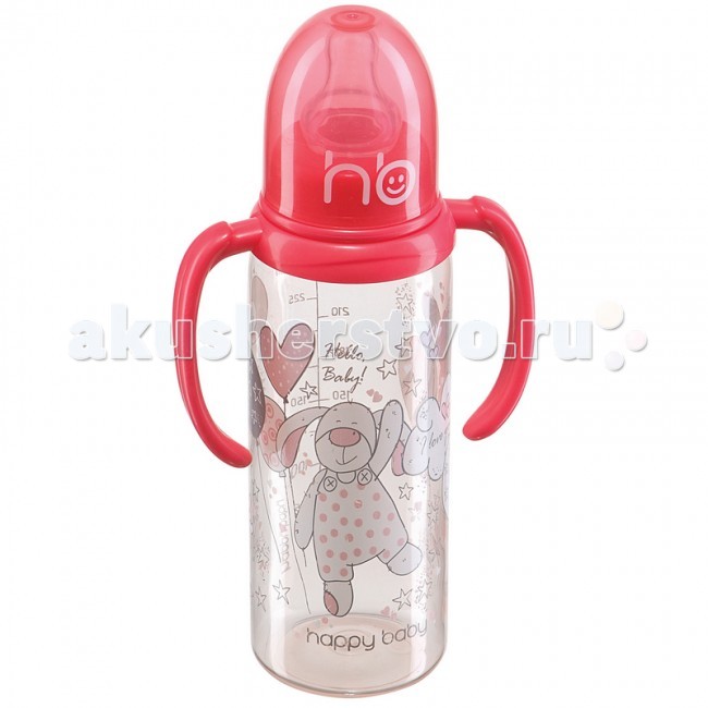 Бутылочка Happy Baby Feeding Bottle с силиконовой соской 250 млFeeding Bottle с силиконовой соской 250 мл Бутылочка Happy Baby Feeding Bottle с силиконовой соской 250 млFeeding Bottle с силиконовой соской 250 млБутылочка Happy Baby с силиконовой соской, с ручками, стандартное горло можно использовать уже с четырех месяцев. Благодаря специальным ручкам малыш учится держать бутылочку, учится самостоятельно пить из бутылочки, а впоследствии и из поильника. Сняв ручки, вы можете использовать их как для хранения сцеженного молока, так и для кормления с первых месяцев. Благодаря классической форме их удобно мыть, хранить и держать. Помимо этого бутылочки со стандартным горлом более популярны. В случае необходимости соску на них можно купить в любой аптеке или детском магазине. Уход: бутылочку рекомендуется мыть ершиком и горячей водой с мылом, тщательно ополаскивать. Бутылочку стерилизовать или обрабатывать кипячением в открытой посуде не более 5 минут; соски не более 30 минут. Сушить при комнатной температуре. Хранить соски рекомендуется сухими в закрытой посуде, не допуская попадания прямых солнечных лучей, масел, растворителей и кислот. Объем: 250 мл ГАБАРИТЫ И ВЕС Высота: 21.5 см Глубина: 7 см Ширина: 10.5 см Вес: 70 г<br>