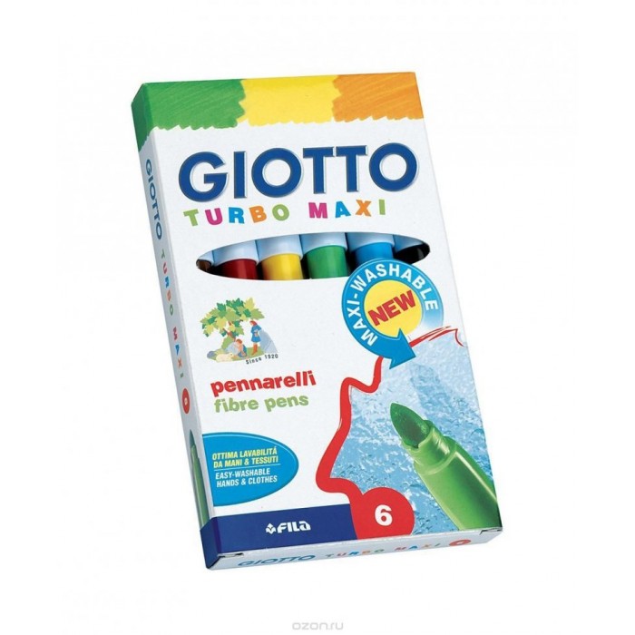 Фломастеры Giotto Turbo Maxi утолщенные 6 цветов от Акушерство Фломастеры Giotto Turbo Maxi утолщенные 6 цветов от Акушерство