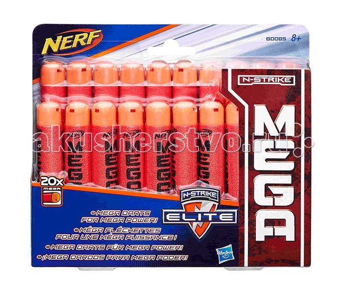 Nerf Hasbro Комплект игрушечных стрел Мега 20 шт.