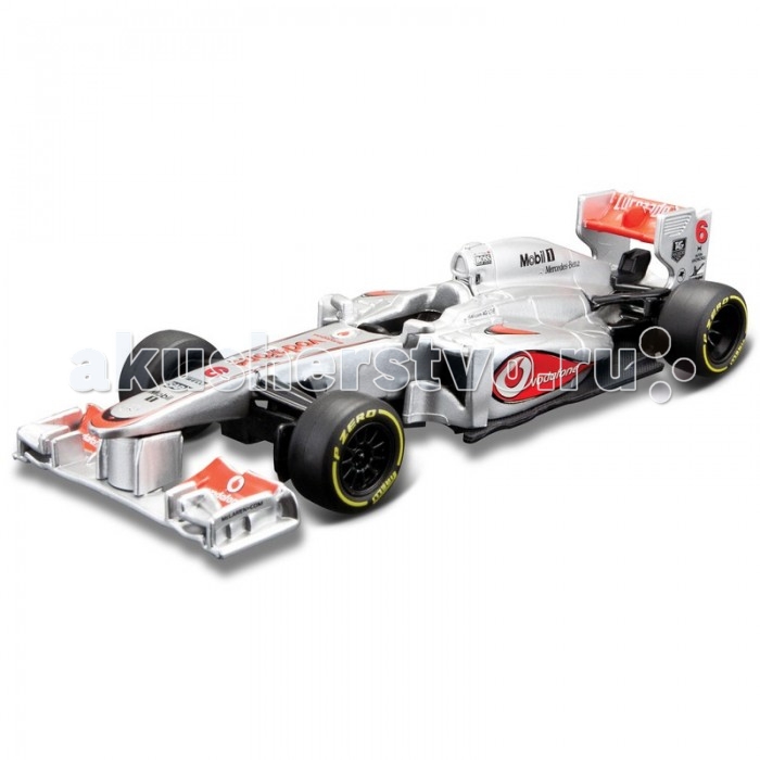 Bburago Машина Формула-1 Команда 2013 McLaren 1:32Машина Формула-1 Команда 2013 McLaren 1:32 Bburago Машина Формула-1 Команда 2013 McLaren 1:32Машина Формула-1 Команда 2013 McLaren 1:32Bburago Машина Формула-1 Команда 2013 McLaren 1:32 станет замечательным подарком для юных гонщиков. Автомобиль представляет собой точную уменьшенную копию легендарного прототипа с реалистичными элементами. Игрушка оборудована местом для гонщика, вращающимся рулём и колёсами. Качественное исполнение порадует детей и взрослых коллекционеров. Яркий цвет корпуса и фирменный наклейки поражают воображение детей. Особенности: Многофункциональная реалистичная модель машины с металлическим корпусом, с местом для гонщика, выполнена с учётом всех внешних особенностей оригинала и точностью в воспроизведении мелких деталей. У игрушки функциональный руль и колёса, она украшена яркими фирменными надписями. Игрушка выполнена в ярком цветовом решении, что улучшает цветовое восприятие ребёнка. Модель покрашена той краской, которой выкрашен оригинал. Придумывая новые игры с автомобилем, малыш развивает фантазию и воображение, тренирует мелкую моторику рук и координацию движений. Модель упакована в презентационную упаковку. Игрушка выполнена из качественных материалов, сертифицированных для детских товаров. Все детали и края обработаны и безопасны для ребёнка. Красители не токсичны и гипоаллергенны.<br>