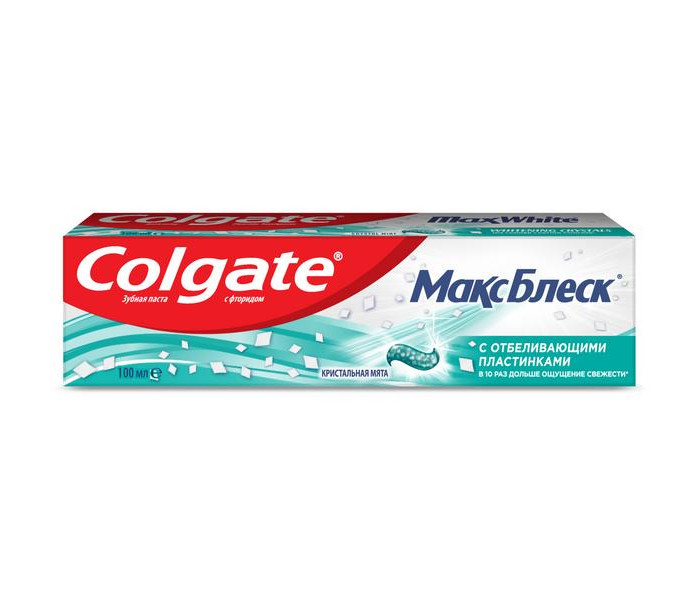 Colgate Зубная паста Макс Блеск 100 млЗубная паста Макс Блеск 100 мл Colgate Зубная паста Макс Блеск 100 млЗубная паста Макс Блеск 100 млColgate Зубная паста Макс Блеск 100 мл Новое измерение Белизны Отбеливает для впечатляющей эффектной улыбки* Заряжает отбеливающей силой во время чистки зубов и оставляет дыхание свежим надолго Отбеливает Зубы* Борется с Кариесом Освежает Дыхание. *помогает восстановить естественную белизну<br>