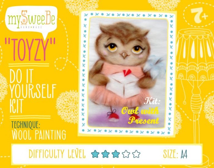 ToyzyKit Картина шерстью Сова с подаркомКартина шерстью Сова с подарком ToyzyKit Картина шерстью Сова с подаркомКартина шерстью Сова с подаркомToyzyKit Картина шерстью Сова с подарком Замечательный набор для рукоделия Картина шерстью станет отличным подарком для любого творческого ребенка. С помощью детальной инструкции, схемы и материалов ребенок сможет создать своими руками потрясающую поделку. Готовая работа может стать достойным подарком или сувениром для друзей и близких. Все материалы для изготовления картины являются 100% натуральными и качественными. Состав набора: детальная инструкция порядок работы шерсть пинцет подложка (А4) дополнительные элементы Технику создания картины шерстью иногда называют шерстяной акварелью, поскольку для ее создания используются сваленная разноцветная шерсть, а получившийся результат имеет определенное сходство с картиной, нарисованной акварелью. В то же время картина шерстью имеет существенное преимущество: ошибки при работе легко исправить, для этого достаточно удалить неудачный слой и положить его вновь. В случае с акварелью исправить художественные неточности будет гораздо сложнее. Создание картины шерстью - это творческий процесс, который разгружает нервную систему, развивает воображение, творческий потенциал.<br>