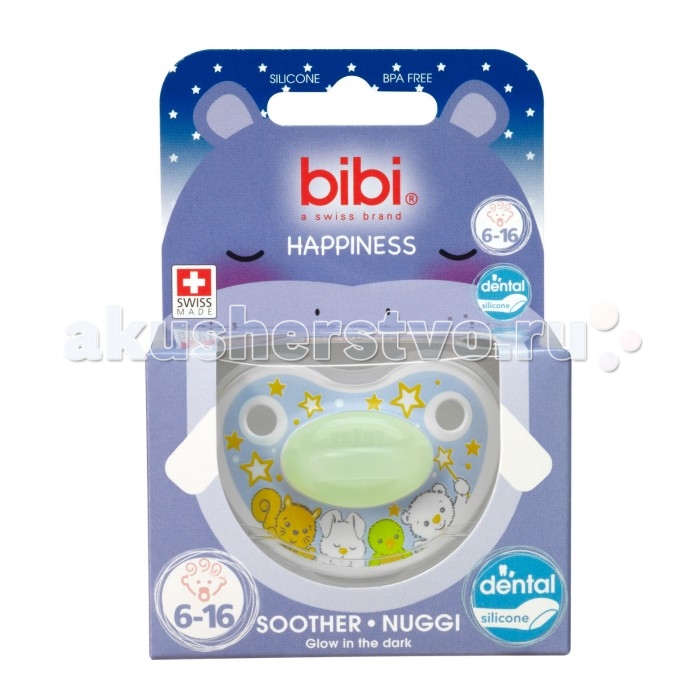 Пустышка Bibi Premium силикон светящаяся в темноте 6-16 мес. Happiness Glow in the DarkPremium силикон светящаяся в темноте 6-16 мес. Happiness Glow in the Dark Пустышка Bibi Premium силикон светящаяся в темноте 6-16 мес. Happiness Glow in the DarkPremium силикон светящаяся в темноте 6-16 мес. Happiness Glow in the DarkBibi Premium силикон светящаяся в темноте 6-16 мес. Happiness Glow in the Dark. Ночная пустышка из серии Premium Dental с соской из силикона подходит для детей с рождения и до 6 месяцев. Размер соски и защитного нагубника пустышки разработан в соответствии с возрастом ребенка. Ортодонтическая скошенная форма соски способствует правильному развитию прикуса. Анатомическая форма основания пустышки предотвращает случайное травмирование носика малыша. Вентиляционные отверстия в диске обеспечивают дополнительную безопасность и комфорт. Пустышка соответствует всем стандартам безопасности и качества.<br>