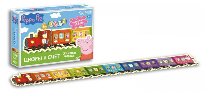 Origami Peppa Pig Настольная игра Паровозик Цифры и СчетPeppa Pig Настольная игра Паровозик Цифры и Счет Origami Peppa Pig Настольная игра Паровозик Цифры и СчетPeppa Pig Настольная игра Паровозик Цифры и СчетOrigami Peppa Pig Настольная игра Паровозик Цифры и Счет. Обучающий набор Паровозик: Цифры и Счет поможет вашему ребенку в игровой форме запомнить значения цифр. Соединяйте цветные вагончики между собой соблюдая порядок цифр от 1 до 10. Все элементы снабжены пазловыми замками, которые помогут правильно собрать паровозик.<br>