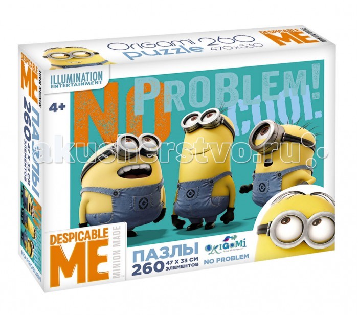 Origami Minions Пазл No problem (260 элементов)Minions Пазл No problem (260 элементов) Origami Minions Пазл No problem (260 элементов)Minions Пазл No problem (260 элементов)Origami Minions Пазл No problem (260 элементов). Пазл Minions на 260 элементов. Пазл за пазлом вы будете узнавать о новых приключениях забавных человечков – Миньонов. Харизматичные герои мультфильмов Гадкий Я и Миньоны никого не оставят равнодушными. Разнообразьте вечер с ребенком веселыми историями. Сборка пазлов развивает мелкую моторику и внимательность.<br>