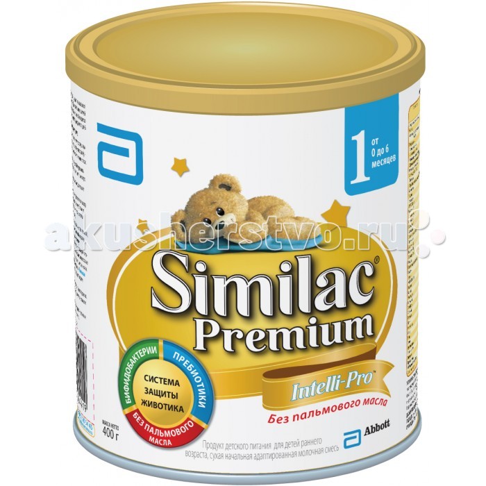 Similac Молочная смесь 1 Premium 0-6 мес. 400 гМолочная смесь 1 Premium 0-6 мес. 400 г Similac Молочная смесь 1 Premium 0-6 мес. 400 гМолочная смесь 1 Premium 0-6 мес. 400 гДетская молочная смесь Симилак 1 содержит пищевые вещества, необходимые для здорового роста. Особенности: Уникальная смесь растительных жиров без пальмового масла Витамины, кальций и другие минеральные вещества Комфортного пищеварения Пребиотики (галактоолигосахариды) Уникальная смесь растительных жиров без пальмового масла Развития иммунитета Пребиотики (галактоолигосахариды) Нуклеотиды Развития головного мозга и зрения Комплекс жирных кислот Омега 3 Омега 6, в том числе арахидоновая (АК) и докозагексаеновая (ДГК) Таурин, холин, цинк и железо Состав: линолевая кислота, линоленовая кислота, арахидоновая кислота, докозагексаеновая кислота, таурин, карнитин, инозитол, витамин а, витамин d3, витамин e, витамин к1, витамин с, фолиевая кислота, тиамин (витамин в1), рибофлавин (витамин в), витамин в6, витамин в12, ниацин, пантотеновая кислота, биотин, холин, натрий, калий, хлор, кальций, фосфор, магний, железо, цинк, марганец, медь, йод, селен, нуклеотиды. Энергетическая ценность ккал (кДж): 513 Белки: 10,80г Жиры: 27,70г Углеводы (без волокон): 54,28 г Осмолярность мОсм/л - 268 при стандартном разведении Осмоляльность мОсм/кг H2O - 298 при стандартном разведении Необходима консультация специалистов. Молочная смесь предназначена для питания детей с рождения.<br>
