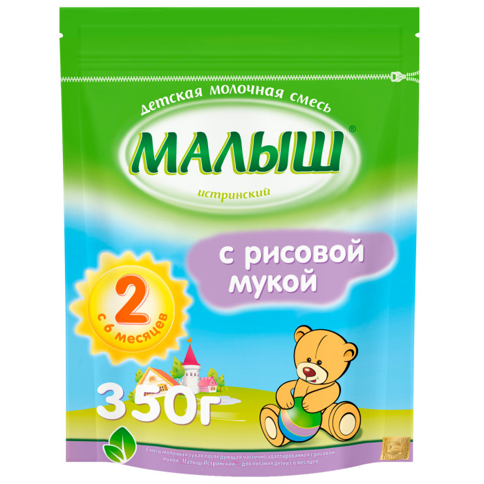Малыш Молочная смесь с рисовой мукой с 6 мес. 350 гМолочная смесь с рисовой мукой с 6 мес. 350 г Малыш Молочная смесь с рисовой мукой с 6 мес. 350 гМолочная смесь с рисовой мукой с 6 мес. 350 гМалыш с рисовой мукой — молочная сухая последующая частично адаптированная смесь. Содержит все необходимые витамины, минералы и полезные вещества, которые непосредственно влияют на развитие малыша. Состав обогащен рисовой мукой, благодаря которой смесь обладает выраженным питательным и насыщающим эффектом. Именно поэтому она хорошо утоляет голод и подходит для малышей, которые стали хуже выдерживать промежутки между кормлениями. Рисовая мука содержит мало клетчатки, поэтому полезна детям со склонностью к неустойчивому стулу. Но она мало подходит детям, предрасположенным к запорам, так как может его спровоцировать. Рис обладает обволакивающим эффектом, что является защитным механизмом при кишечных расстройствах. Состав: молоко сухое обезжиренное, смесь растительных масел (рапсовое, пальмовое, кокосовое, подсолнечное, соевый лецитин, комплексная пищевая добавка (витамин С, витамин Е, соевый лецитин), сахарная пудра, мука рисовая, мальтодекстрин, минеральные вещества, витамины, холин, L-карнитин. Особенности:Может использоваться в качестве как основного продукта, так и дополнения к обычной молочной смеси Содержит комплекс витаминов, кальций, йод, железо, селен Сбалансированный составБез консервантовЭнергетическая ценность на 100 г: 496,3 ккалПищевая ценность на 100 г: белок - 14,0 г, жиры - 25,5 г, углеводы - 52,7 г Необходима консультация специалистов. Молочная смесь предназначена для питания детей с 6 месяцев.<br>