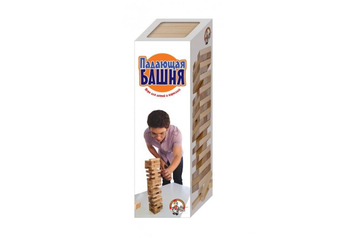 Десятое королевство Настольная игра Падающая башняНастольная игра Падающая башня Десятое королевство Настольная игра Падающая башняНастольная игра Падающая башняНастольная игра Падающая башня это популярная и интересная игра для любой компании. В ней нет привычных атрибутов настольных игр - фишек и карточек, а есть 54 бруска из натурального неокрашенного дерева. Размер одного бруска составляет 14х25х75 мм. По правилам игры из имеющихся брусков надо сложить ровную башню, используя для этого специальный уголок, входящий в комплект игры. В каждом ряду должно быть три бруска. Каждый последующий ряд складывается в направлении, поперечном предыдущему. Всего должно получиться 18 рядов. После постройки надо аккуратно перевернуть башню и можно начинать игру. Каждый игрок выбирает для атаки любой уровень и вытаскивает одной рукой один из брусков, который укладывается на верхний этаж сооружения. Все действия игроками выполняются участником осторожно, следя чтобы башня не рухнула. Игрок, обрушивший башню считается проигравшим.<br>