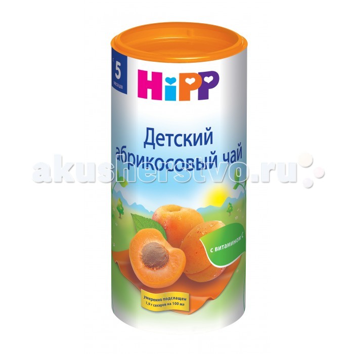 Hipp Детский чай Абрикос с 6 мес. 200 гДетский чай Абрикос с 6 мес. 200 г Hipp Детский чай Абрикос с 6 мес. 200 гДетский чай Абрикос с 6 мес. 200 гДетский чай Абрикос - быстрорастворимый гранулированный напиток из фруктов и лекарственных трав для детей грудного возраста. Особенности продукта: оказывает общеукреупляющее, легкое успокаивающее действие, укрепляет сосуды, улучшает работу сердца. Состав продукта: фруктовый порошок из абрикосов, экстракт мелиссы, лимонная кислота, натуральный ароматизатор, сахар, декстроза, карамельный сироп.<br>