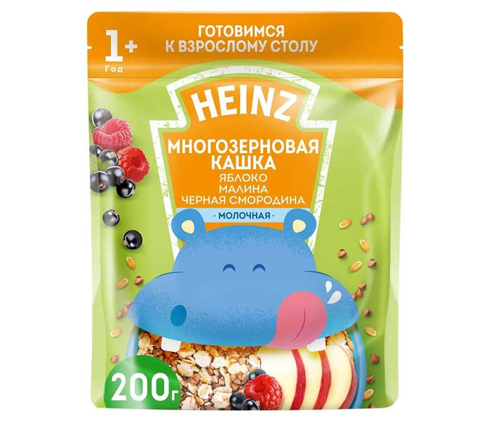 Heinz Молочная Многозерновая кашка Яблоко, малина, черная смородина с 1 года 200 гМолочная Многозерновая кашка Яблоко, малина, черная смородина с 1 года 200 г Heinz Молочная Многозерновая кашка Яблоко, малина, черная смородина с 1 года 200 гМолочная Многозерновая кашка Яблоко, малина, черная смородина с 1 года 200 гХотите побаловать своего малыша? Предложите ему Лакомую кашку овсяную — яблоко, малина и черная смородина. Состав: гречневая и пшеничная мука, продукт экструдированный гречневый (гречневая крупа, сахар, соль), сухое обезжиренное молоко, сахар, сухое цельное молоко, кукурузное масло, яблоко, малина, карбонат кальция, лактат кальция, чёрная смородина, соль, железо, окись цинка, йодистый калий, витамины: А, D, Е, В1, В2, В6, В12, РР, С, фолиевая кислота, биотин, пантотеновая кислота.<br>