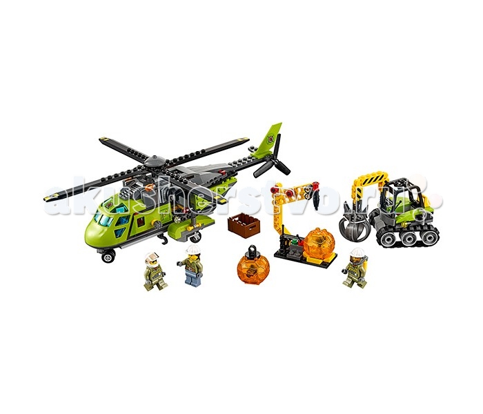 Конструктор Lego Город Грузовой вертолёт исследователей вулкановГород Грузовой вертолёт исследователей вулканов Конструктор Lego Город Грузовой вертолёт исследователей вулкановГород Грузовой вертолёт исследователей вулкановLego City Город Грузовой вертолёт Исследователи Вулканов собирается из 330 деталей, включены 3 минифигурки. Мощный вертолет поможет отважной команде исследователей подняться на новую высоту и добраться до самых труднодоступных мест у подножия вулкана! Собирай вулканические камни - чем их больше, тем больше ты добудешь таинственных кристаллов, спрятанных внутри них! Экскаватор поможет поднять и перенести массивные камни, а дополнительное оборудование поможет исследователям в его транспортировке и исследовании. В наборе: 3 минифигурки исследователей 2 вулканических камня в виде прозрачных шаров с кристаллами внутри Вертолет с вращающимися лопастями Экскаватор Оборудование Аксессуары (ящик, молоток и др.)<br>