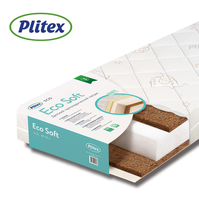 Матрац Плитекс EcoSoft 119х60х12EcoSoft 119х60х12 Матрац Плитекс EcoSoft 119х60х12EcoSoft 119х60х12Eco Soft – Простота и комфорт. Универсальное решение от рождения до 3 лет. Размер: 119 х 60 х 12 см Преимущества: • Эффективность - поддерживает спину в прямом положении, обеспечивает правильное формирование позвоночника ребенка. • Гипоаллергенный! Наполнители матраса получили немецкий сертификат качества Oeko-Texstandard 100 class 1 (самый высокий класс безопасности). • Дышащий. Матрас прекрасно вентилируется, быстро сохнет. • Съемный чехол. Это важное условие, на которое мы рекомендуем обращать особое внимание при покупке матраса. Съемный чехол упростит уход за матрасом и позволит Вам удостовериться, что наполнители соответствуют заявленному качеству. В матрасе Plitex молния с трех сторон чехла — так его гораздо легче снимать и надевать. Более того, слои скреплены между собой специальным экологичным составом Simalfa. Состав на водной основе, без запаха, безопасен для ребенка, имеет сертификат качества (Швейцария). Состав: Стеганый чехол из очень приятной на ощупь трикотажной ткани. Оригинальный дизайн создан специально для этого матраса. Латексированная кокосовая койра (10 мм) с двух сторон обеспечивает надежную поддержку позвоночника. Кокосовая койра известна эластичностью и долговечностью. Имеет повышенную прочность благодаря новейшим технологиям производителя, компании КО-SI (Словения). Результат - идеально ровная поверхность в течение всего срока службы. Важная особенность: кокосовая койра скреплена 100% натуральным латексом! Hollcon Plus (100 мм) – экологически чистый материал нового поколения. Изготовлен по уникальной технологии. Уникальность заключается в вертикальной укладке волокон, благодаря этому материал лучше восстанавливает форму по сравнению с другими наполнителями. Адаптируется под контуры тела, прекрасно вентилируется. Сертификаты: Сертификат соответствия Таможенного союза. Сертификат качества Oeko-Tex Standard 100 класс А - самый высокий класс безопасности, для новорожденных (Германия) Все наполнители прошли строгий гигиенический контроль, имеют международные сертификаты качества (KO-SI, Словения; Verbeq, Германия-Россия; Simalfa, Швейцария)<br>