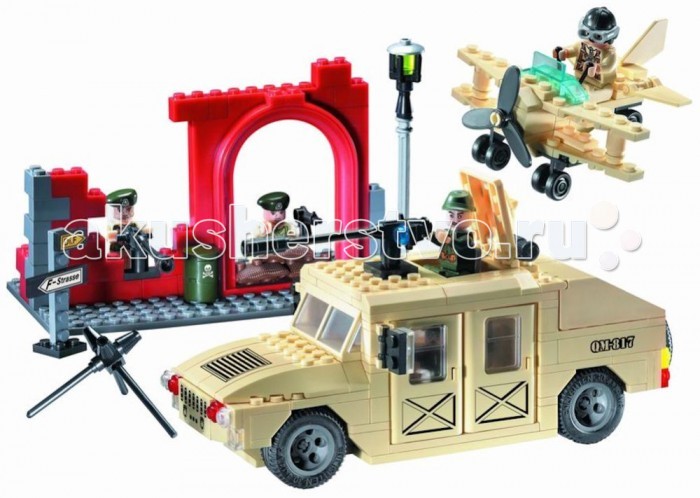 Конструктор Enlighten Brick Джип военный 817 (323 элемента)Джип военный 817 (323 элемента) Конструктор Enlighten Brick Джип военный 817 (323 элемента)Джип военный 817 (323 элемента)Конструктор Enlighten Brick Джип военный 817 (323 элемента). Конструктор - отличная игрушка для детей любого возраста. Он учит быть усидчивым и концентрироваться на достижение цели, развивает пространственное и логическое мышление, дает ребенку возможность анализировать и проявить творческий подход. Конструктор также помогает осваивать социальные роли, ребенок понимает, что, например, у людей и животных должен быть свой дом. После того, как конструктор собран ребенок может примерить на себя любую роль в разных тематиках: бытовых, военных, исторических, фантастических. Состоит из 323 деталей.<br>