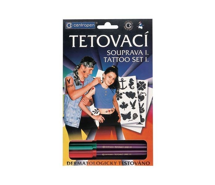 Фломастеры Centropen Набор Tattoo для создания татуировокНабор Tattoo для создания татуировок Фломастеры Centropen Набор Tattoo для создания татуировокНабор Tattoo для создания татуировокФломастеры Centropen Набор Tattoo для создания татуировок Новый безболезненный и несложный способ создания татуировки для детей и молодежи. Набор Centropen Tattoo содержит два самоклеящихся шаблона и 4 разноцветных маркера, наполненных чернилами, прошедших строгое дерматологическое тестирование. Татуировка сохраняет свой цвет до 60 часов, смывается водой с мылом. Цветовой эффект может быть различным в зависимости от типа кожи. Шаблоны могут использоваться повторно.<br>