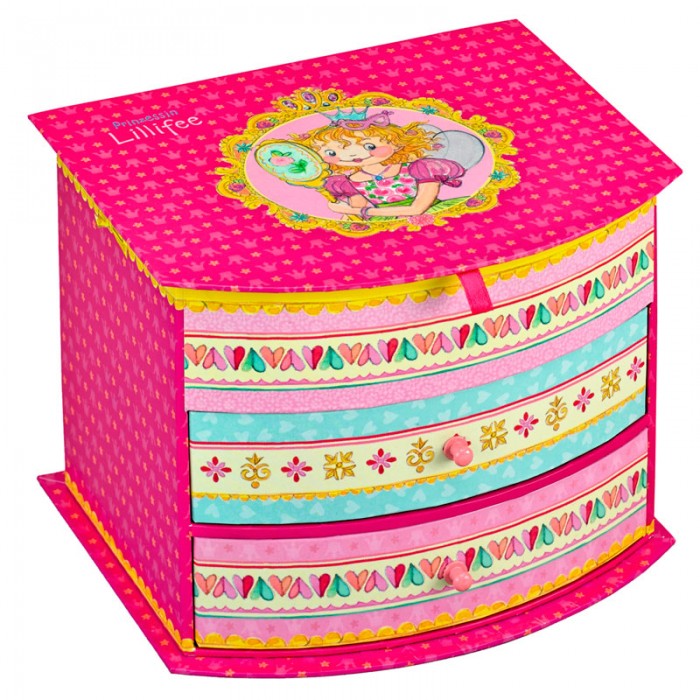 Spiegelburg Шкатулка для украшений Prinzessin LillifeeШкатулка для украшений Prinzessin Lillifee Spiegelburg Шкатулка для украшений Prinzessin LillifeeШкатулка для украшений Prinzessin LillifeeSpiegelburg Шкатулка для украшений Prinzessin Lillifee. В такой шкатулке хранятся браслетики, колечки, бусики, часики маленькой модницы. 2 выдвижных ящика, зеркало, много маленьких отделов помогут содержать аксессуары в порядке. Изготовлена из прочного ламинированного картона.<br>