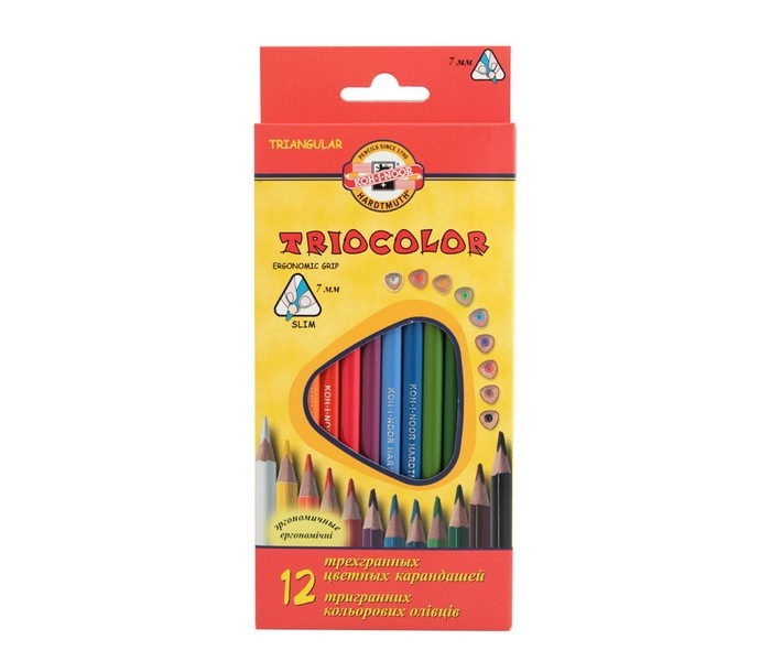 Koh-i-Noor Набор цветных карандашей Triocolor 12 цветовНабор цветных карандашей Triocolor 12 цветов Koh-i-Noor Набор цветных карандашей Triocolor 12 цветовНабор цветных карандашей Triocolor 12 цветовKoh-i-Noor Набор цветных карандашей Triocolor 12 цветов 12 цветов натуральное дерево трехгранный корпус<br>