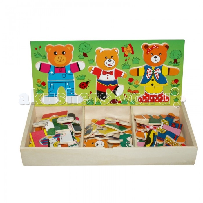 QiQu Wooden Toy Factory Пазл Три медведяПазл Три медведя QiQu Wooden Toy Factory Пазл Три медведяПазл Три медведяПазл Три медведя Чтобы детям был интересен пазл, маме следует сначала показать, как из нескольких кусочков можно собрать одну веселую картинку. Медведи имеют разные детали мордочек, туловищ и ног.<br>