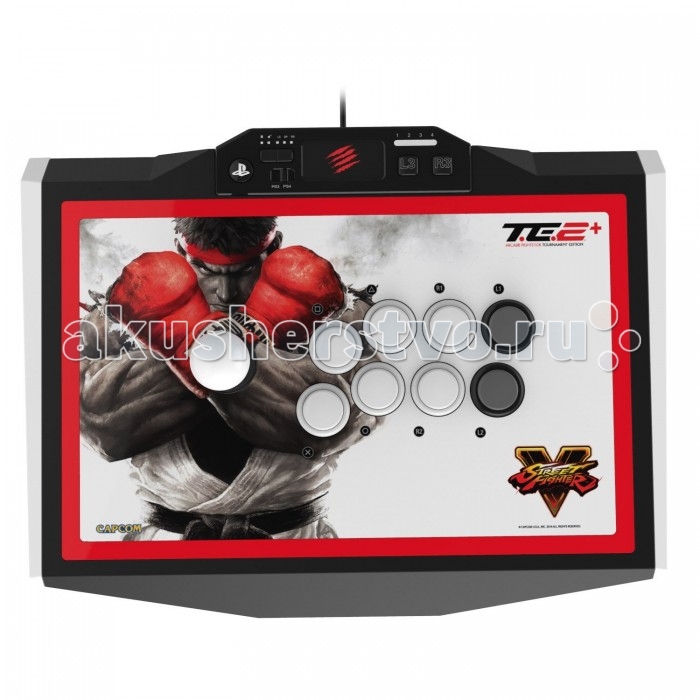 Mad Catz PS 4 Аркадный Стик Street Fighter V Arcade Fightstick TE2+PS 4 Аркадный Стик Street Fighter V Arcade Fightstick TE2+ Mad Catz PS 4 Аркадный Стик Street Fighter V Arcade Fightstick TE2+PS 4 Аркадный Стик Street Fighter V Arcade Fightstick TE2+Официально лицензированный аркадный джойстик Street Fighter V TE2+ продолжает традицию всемирно известного TE2 FightStick. Благодаря деталям премиум – класса Sanwa Denshi, этот аркадный джойстик всегда готов к драке! Улучши свои боевые навыки TE2+ поможет вам повысить уровень вашего боевого мастерства. После игры на обычном контроллере, возьмите аркадный джойстик - и вы почувствуете существенную разницу. Все, от расположения кнопок до качества деталей, в аркадном джойстике Mad Catz сделано так, чтобы вы могли разбить своих противников. Прочный и надежный, с возможностью индивидуальной настройки, SFV TE2+ поможет вам отточить свое мастерство и нанести решающий удар. Характеристики: Чрезвычайно точные и надежные детали Sanwa Denshi Классическая 8-ми кнопочная аркадная схема Открывающаяся крышка корпуса для легкой настройки Рукоятка с шаровидным наконечником работает как левый или правый аналоговый стик или D-Pad, для любого вида игр Кнопки L3 и R3 для дополнительного контроля я во время игры Встроенный тачпад обеспечивает полный контроль в сенсорных играх для PS4 Подходит для консолей PlayStation 4 и PlayStation 3 Детали премиум-класса и аутентичная аркадная схема В аркадном джойстике Street Fighter V TE2 + использованы те же детали, что и в настоящих японских аркадных игровых автоматах. Детали Sanwa невероятно долговечны и могут выдерживать серьезные нагрузки, возникающие во время жестоких сражений, а кнопки OBSF-30 обеспечивают высокую точность. Аркадная схема с восемью кнопками - как у автоматов Vewlix – передает ощущения классического и эргономичного стиля, одновременно открывая свободу действий и ходов в игре. А высококачественная рукоятка Sanwa JLF с шаровидным наконечником обеспечивает точность управления. Полный доступ Корпус Mad Catz’ Tournament Edition 2+ можно открыть, чтобы получить доступ к внутренним деталям. Также там есть специальные отделения для хранения дополнительных инструментов и запасных частей. Съемный ободок и верхняя панель С помощью прилагаемой отвертки – со сменными головками под винты с шестигранником и плоским шлицем – можно снять ободок и верхнюю панель, чтобы придать устройству такой вид, какой вы пожелаете. В уникальной конструкции предусмотрены отверстия вокруг кнопок, так что вы можете поменять стандартную панель на более креативную, при этом вам не придется думать, как вынуть кнопки и что делать с запутавшимися проводами. Дерись уверенно Больше никаких случайных пауз или потерь в ключевые моменты турнира! Теперь вы сможете отключить кнопки Start/Options и Select/Share или кнопку PS с помощью удобной кнопки блокировки. Управляй одним касанием Благодаря встроенной сенсорной панели вы сможете лучше управлять внутри игровыми процессами – достаточно одного касания, чтобы получить доступ к специальным опциям. Теперь вы можете воспользоваться всеми дополнительными возможностями управления в игре Street Fighter V . Тяжелая металлическая база с прочной вспененной подкладкой. Это не дешевая пластиковая игрушка! Прочная металлическая база утяжеляет джойстик FightStick – укорачивая полоску жизни врага, вы ощущаете под рукой надежный, безопасный джойстик. Нескользящая подкладка из вспененного материала – защищает ваши ноги, если вы во время игры держите контроллер на коленях. Когда боевая обстановка накалена до предела и победителя определяет один решающий удар, в такой ситуации неудобное игровое оружие – плохой союзник. Готов к путешествиям У аркадного джойстика TE2+ есть две отличительных черты, позволяющие начать драку с противником в любом месте. Съемный кабель ProCable с USB подключением снижает угрозу задержек или вылета из игры во время соревнований. Кабель можно хранить прямо внутри корпуса в специальном отделении. А также у TE2+ есть металлические крепления для плечевого ремня, что дает возможность освободить руки во время ожидания следующего матча. Универсальное оружие TE2 + прекрасно подходит для аркадных игр, в том числе и для тех, в которых не используется индикация уровня жизни или сложные комбинации. Трехпозиционный переключатель позволяет использовать джойстик как левый или правый аналоговый стик или D-Pad, открывая возможности для большого разнообразия игр. Совместим со Всеми основными файтингами. Будь то старая добрая игра или самая ожидаемая новинка, TE2 + готов к бою. PlayStation 4 Street Fighter V Guilty Gear Xrd -SIGN- Injustice: Gods Among Us – Последняя вресия Divekick Mortal Kombat X Ultra Street Fighter IV BlazBlue: Chrono Phantasma EXTEND Dead or Alive 5: Last Round Skullgirls PlayStation 3 Ultra Street Fighter IV Guilty Gear Xrd -SIGN- Persona 4 Arena Ultimax BlazBlue: Chrono Phantasma Ultimate Marvel VS Capcom 3 TEKKEN TAG TOURNAMENT 2 The King of Fighters XIII BlazBlue: Chrono Phantasma EXTEND Dead or Alive 5: Last Round Стань настоящим воином Аркадные джойстики Mad Catz FightStick увеличивают твой арсенал инструментов для победы над врагом Комплектация Street Fighter® V Arcade FightStick™ TE2+ Аркадный стик с USB кабелем (3 м) Отвертка со сменными головками под винты с шестигранником и плоским шлицем Характеристики: • Аутентичная аркадная схема: Чрезвычайно долговечные детали Sanwa Denshi , классический аркадный дизайн с 8 кнопками позволит разбить врага. • Легкость в настройке: корпус открывается и предоставляет доступ к внутренним деталям. Съемный ободок и верхняя панель для создания более креативного дизайна. В комплекте отвертка со сменными головками под винты с шестигранником и плоским шлицем. • Идеально подходит для ВСЕХ файтингов: Street Fighter, Mortal Kombat, Persona, Dead or Alive, Injustice, Tekken, Skullgirls, BlazBlue, KoF, Marvel vs. Capcom, Guilty Gear, Divekick, Virtua Fighter, SoulCalibur и др. • Сенсорное управление: полный набор функций сенсорной панели теперь доступен для PlayStation 4. С этим аркадным стиком для PS4 можно играть во все игры PS4 с использованием сенсорной панели. • Улучшенная мобильность: внутренний отсек для хранения съемного USB кабеля ProCable™ . Наш аркадный стик с официальной панелью Street Fighter V оснащен металлическими креплениями для плечевого ремня (продается отдельно).<br>