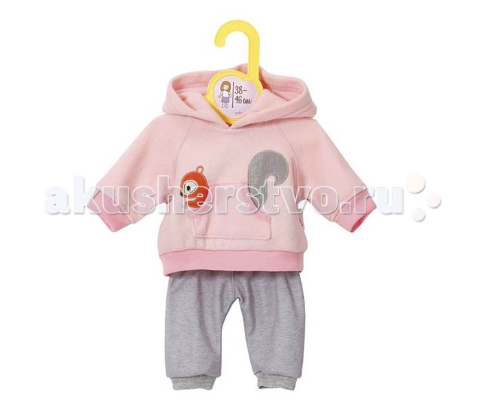 Zapf Creation Baby born Одежда для кукол высотой 38-46 см 870-044Baby born Одежда для кукол высотой 38-46 см 870-044 Zapf Creation Baby born Одежда для кукол высотой 38-46 см 870-044Baby born Одежда для кукол высотой 38-46 см 870-044Zapf Creation Baby born Baby born Одежда для кукол высотой 38-46 см Особенности: Очаровательный костюмчик состоит из розовой кофточки с карманом-кенгуру и серых штанишек на резинке. Прелестную кофту с капюшоном украшает изображение белочки, которая словно спряталась в кармане. В костюме Baby Born кукла будет выглядеть настоящей модницей и радовать свою маленькую хозяйку.<br>