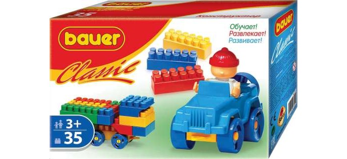 Конструктор Bauer серии Сlassic 35 деталейсерии Сlassic 35 деталей Конструктор Bauer серии Сlassic 35 деталейсерии Сlassic 35 деталейКонструктор серии Сlassic состоит из 35 деталей, благодаря которым можно собрать объекты различной сложности. Яркие детали этого конструктора позволяют легко их комбинировать, каждый раз придумывая что то новое. Играя с конструктором, ребенок учится различать цвета и геометрические фигуры, одновременно развивая воображение и пространственное мышление, а так же ловкость, координацию движений и мелкую моторику рук.<br>