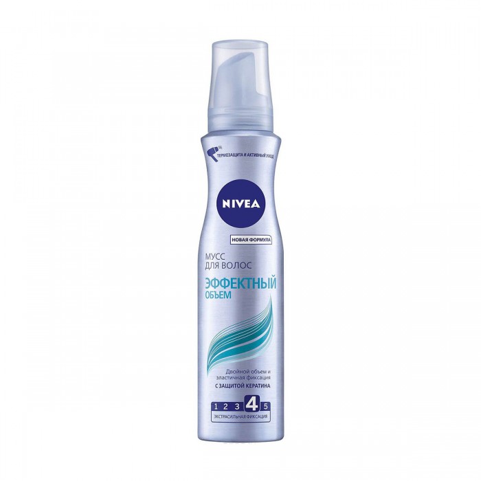 Nivea Мусс для волос Эффектный Объем 150 млМусс для волос Эффектный Объем 150 мл Nivea Мусс для волос Эффектный Объем 150 млМусс для волос Эффектный Объем 150 млМусс для укладки Эффективный объем от торговой марки Nivea дарит прическе двойной объем без эффекта склеивания и утяжеления. Он равномерно распределяется, уплотняет и приподнимает волосы от самых корней и обеспечивает экстрасильную фиксацию на продолжительный срок. Благодаря специальной формуле с защитой кератина средство ухаживает за волосами, восстанавливает их структуру изнутри и защищает снаружи от вредного влияния окружающей среды. Пряди выглядят естественными, гладкими и эластичными на протяжении всего дня. Мусс легко удаляется с помощью расчески. С ним вы будете по-настоящему неотразимы в любой ситуации! Особенности: Рекомендован для всех типов волос. Подходит для ежедневного применения. Обеспечивает двойной объем. Формула с защитой кератина восстанавливает волосы изнутри и снаружи. Защищает от высоких температур во время горячей укладки. Экстрасильная фиксация. Nivea является одной из ведущих мировых компаний в области средств по уходу за кожей. Nivea заботится о потребителях, предлагая им совершенные и инновационные продукты. В исследовательском центре компании работает более 150 специалистов в области дерматологии и косметологии, фармакологии и химии. Косметическая продукция совершенствуется благодаря регулярным лабораторным исследованиям и многочисленным тестам.<br>