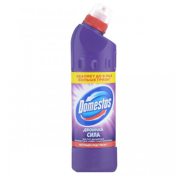 Domestos Чистящее средство Свежесть лаванды 500 млЧистящее средство Свежесть лаванды 500 мл Domestos Чистящее средство Свежесть лаванды 500 млЧистящее средство Свежесть лаванды 500 млСредство Domestos Свежесть лаванды универсальное чистит, дезинфицирует и отбеливает. Густой, многофункциональный, экономичный и невероятно эффективный гель не только очищает поверхности, но и помогает бороться со всеми известными микробами - в том числе, вызывающими опасные заболевания. Ежедневное применение Domestos обеспечит круглосуточную защиту от летающих микробов в туалете. Новая, более густая несмываемая формула позволяет средству дольше оставаться на стенках унитаза, продолжая уничтожать вредные бактерии. Так же Domestos поможет справиться с грибком и плесенью в ванной комнате. Регулярное использование небольшого количества геля на мокрой тряпке или губке убирает мыльной осадок, темные пятна, дезинфицирует поверхности. Бутылка средства имеет удобную форму, а колпачок защищен от открывания детьми. Состав: анионные ПАВ менее 5%, гипохлорит натрия, амфотерные ПАВ, мыло, ароматические добавки. Особенности: Имеет свежий аромат лаванды. Рекомендован для безопасной дезинфекции в домах, где есть малыши, и в детских учреждениях. Обеспечивает 100%-ное уничтожение опасных микробов (включая грибок). Предотвращает различные кишечные заболевания, которые могут быть вызваны микробами. Отбеливающие и поверхностно-активные составляющие разлагаются биологическим путем без образования вредных веществ. Способ применения: Используйте гель Domestos в чистом виде – для чистки и дезинфекции унитаза, ванны, стоков и сливов. В разбавленном виде – для мытья различных поверхностей (пол, кафель, детские игрушки).<br>
