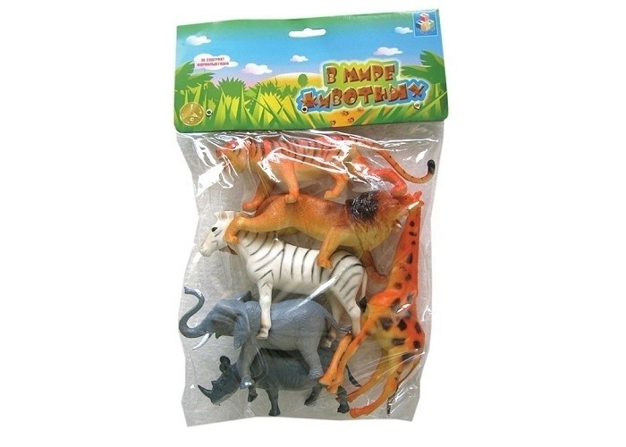 1 Toy Набор Дикие животные 6 фигурокНабор Дикие животные 6 фигурок 1 Toy Набор Дикие животные 6 фигурокНабор Дикие животные 6 фигурок1 Toy Набор Дикие животные 6 фигурок Игровой набор В мире животных включает 6 представителей фауны, причем все звери разных ареалов обитания. Например, бурый медведь и лось живут в лесах и горной местности, а верблюд - в пустыне. Набор прекрасно подходит для ознакомления с различными животными, изучения их особенностей и отличий. Все игрушки сделаны из ПВХ, не содержат вредных химических красителей. Возраст: от 3 лет Комплект: жираф, слон, зебра, леопард, носорог, тигр. Размер игрушки: 15 см.<br>