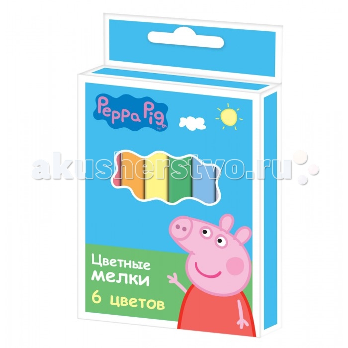 Мелки Peppa Pig Цветные с квадратным сечением 6 цветовЦветные с квадратным сечением 6 цветов Мелки Peppa Pig Цветные с квадратным сечением 6 цветовЦветные с квадратным сечением 6 цветовЦветные мелки с квадратным сечением 6 цветов помогут детям создавать яркие большие картины на асфальте и других шероховатых поверхностях, развивая при этом творческие способности, воображение, цветовосприятие и моторику рук. В набор входит 6 цветных мелков с удобным квадратным сечением. Мелки имеют яркие цвета, прочны, устойчивы к стиранию, не крошатся в руках.<br>