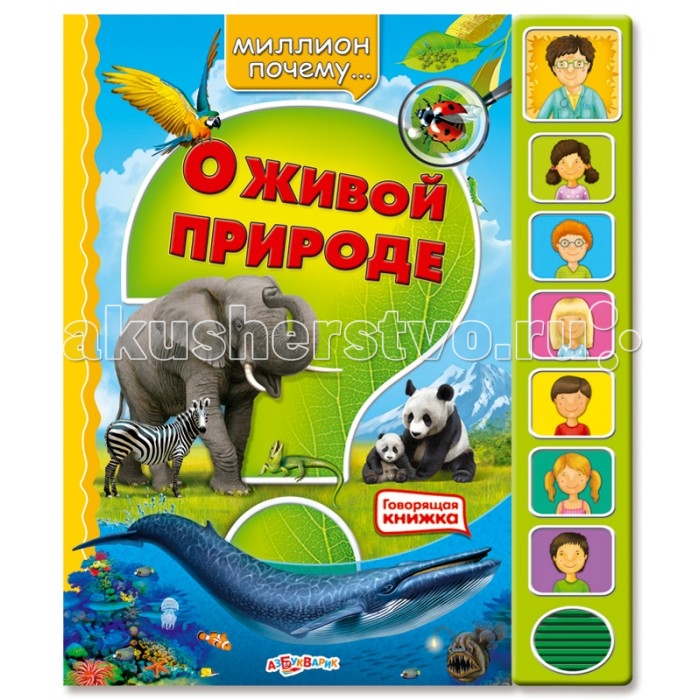 Азбукварик Книжка Миллион почему О живой природеКнижка Миллион почему О живой природе Азбукварик Книжка Миллион почему О живой природеКнижка Миллион почему О живой природеГоворящие книги ответят на миллионы вопросов маленьких почемучек по важным и интересным для детей темам: тело человека, наша планета, живая природа и динозавры. На вопросы любознательных ребят отвечают настоящие учёные-знайки: доктор, геолог, биолог и палеонтолог. Основные характеристики: Размер: 255x300x7 мм. Масса: 425 г.<br>