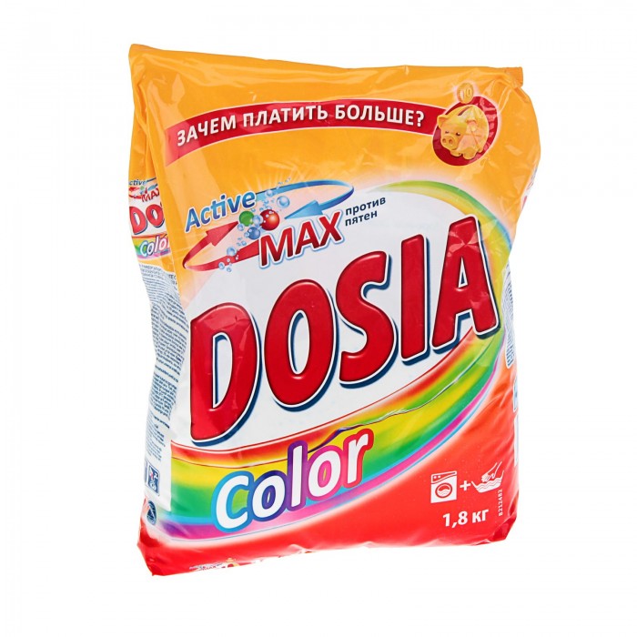 Dosia Стиральный порошок Color Active Max Против пятен 1,8 кгСтиральный порошок Color Active Max Против пятен 1,8 кг Dosia Стиральный порошок Color Active Max Против пятен 1,8 кгСтиральный порошок Color Active Max Против пятен 1,8 кгСтиральный порошок Dosia Color. Active Max предназначен для стирки в стиральных машинах любого типа, также подходит для ручной стирки. Стиральный порошок содержит три активных компонента против различных пятен, которые: воздействуют на волокна ткани и удаляют общие загрязнения; удаляют сложные пятна; не повреждают цвет вещей. Насладитесь идеальной чистотой и свежестью ваших вещей с новой Dosia! Основные характеристики: Размер упаковки: 27x22x5 см Вес в упаковке: 1860 г<br>