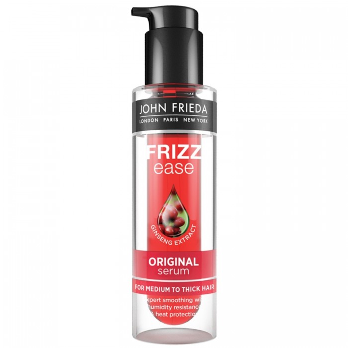 John Frieda Frizz Ease Сыворотка оригинальная 6 в 1 для непослушных волос 50 млFrizz Ease Сыворотка оригинальная 6 в 1 для непослушных волос 50 мл John Frieda Frizz Ease Сыворотка оригинальная 6 в 1 для непослушных волос 50 млFrizz Ease Сыворотка оригинальная 6 в 1 для непослушных волос 50 млСыворотка оригинальная 6 в 1 для непослушных волос с новой активной формулой восстанавливает поврежденные волосы на глубинном уровне, проникая в их структуру, и обновляет по всей длине. Оригинальная сыворотка-гель быстро разгладит волнистые и вьющиеся волосы, помогая создать необходимую прическу. В составе сыворотки содержатся активные вещества, которые обеспечат волосам послушность, защиту от влаги и высоких температур, а так же идеальную гладкость и глубокое увлажнение. Даже самые непослушные сухие вьющиеся волосы после применения этой сыворотки перестанут спутываться и будут выглядеть ровными и блестящими. Она избавит от проблем, связанных с последствиями частого окрашивания, мелирования, распрямления и химзавивок.<br>
