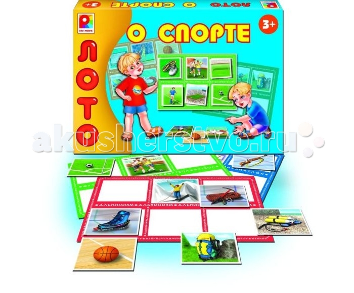 Радуга Игра-лото О спортеИгра-лото О спорте Радуга Игра-лото О спортеИгра-лото О спортеРадуга Игра-лото О спорте состоит из 108 плотных карточек, которые делятся на 2 вида: большие карты с названиями разных видов спорта разделены на секции, которые надо заполнить маленькими с изображениями определенного инвентаря, пейзажа, спортсмена. Во время игры ребенок сможет побольше узнать о 18 видах спорта, расширяя тем самым свой кругозор.<br>