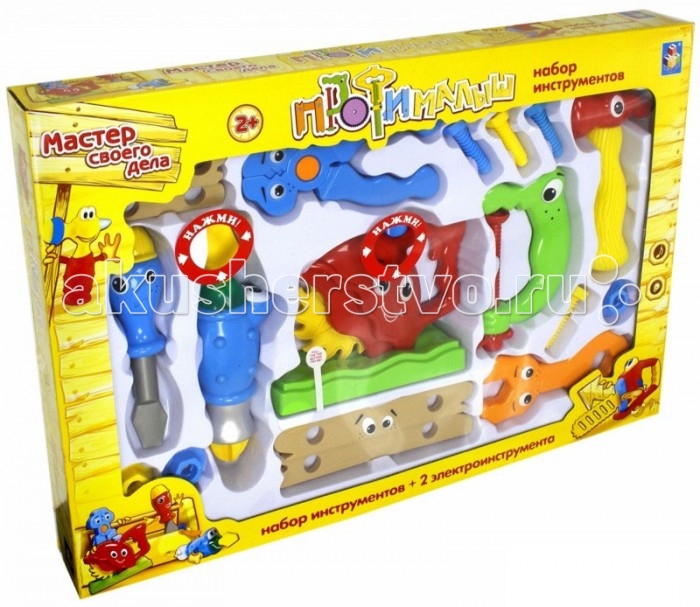 1 Toy Набор инструментов Малыш-профи 17 шт.Набор инструментов Малыш-профи 17 шт. 1 Toy Набор инструментов Малыш-профи 17 шт.Набор инструментов Малыш-профи 17 шт.1 Toy Набор инструментов Малыш-профи 17 шт. имеет в себе 2 электроинструмента со световыми и звуковыми эффектами и 15 пластиковых. Особенности: В комплекте можно найти небольшую пилу, стамеску, молоточек, болты и гайки, а также некоторые другие необходимые инструменты для мужской работы по дому. Предметы хорошо детализированы и похожи на инструменты из известного мультсериала Умелец Мэнни. Звуковые и световые эффекты добавят еще больше реалистичности инструментам маленького мастера на все руки, а 3 варианта позволят ему выбрать именно то, что ему нужно.<br>