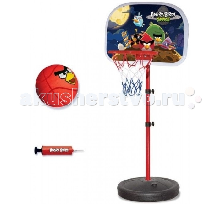 1 Toy Баскетбольная стойка с кольцом и мячом Angry BirdsБаскетбольная стойка с кольцом и мячом Angry Birds 1 Toy Баскетбольная стойка с кольцом и мячом Angry BirdsБаскетбольная стойка с кольцом и мячом Angry Birds1 Toy Баскетбольная стойка с кольцом и мячом Angry Birds придется по душе любому ребенку - поклоннику компьютерной игры Энгри Бердз. Особенности: Баскетбольная стойка с кольцом, которая входит в набор, регулируется по высоте от 125 до 165 см и имеет устойчивое основание. Кроме нее в комплект входят мяч и насос для накачивания мяча воздухом. Стараясь попасть в кольцо, ребенок научится меткости, улучшит координацию движений и укрепит свое здоровье. Размер стойки: от 125 до 165 см. Размер щита: 31 х 27 см. Диаметр кольца: 21 см.<br>