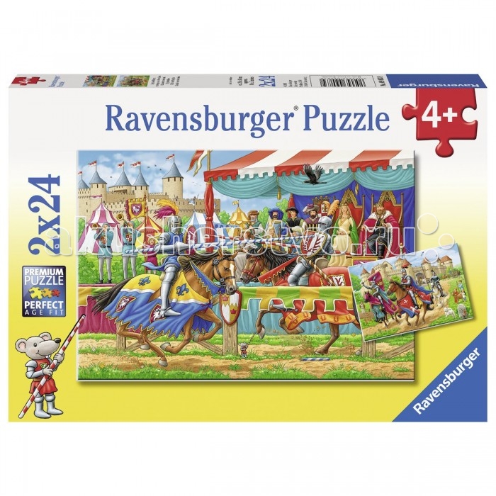 Ravensburger Пазл Рыцари 2х24 элементаПазл Рыцари 2х24 элемента Ravensburger Пазл Рыцари 2х24 элементаПазл Рыцари 2х24 элементаRavensburger Пазл Рыцари 2х24 элемента 09083 Пазл 2 в 1 Рыцари поможет окунуться в чудесное время, когда еще существовали рыцари и поединки между ними. В комплект входят два набора пазлов, собирая которые ребенок быстро заинтересуется этим процессом. Собирание пазла - это увлекательный процесс, который развивает логику, память, образное мышление, терпение и усидчивость ребенка. Размер собранного пазла: 26 x 18 см.<br>
