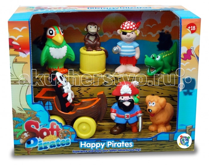 Happy Team Игровой набор Пираты 7 шт.Игровой набор Пираты 7 шт. Happy Team Игровой набор Пираты 7 шт.Игровой набор Пираты 7 шт.Happy Team Игровой набор Пираты 7 шт. SРR104 С данным набором ребенок сможет окунуться в мир, в котором главенствуют хитрые, но обаятельные пираты, покоряющие бескрайние просторы океана. Малыш сможет разыграть различные сюжеты с участием капитана и матроса, а также разнообразных животных, которые могут помогать или наоборот противостоять главным героям.<br>