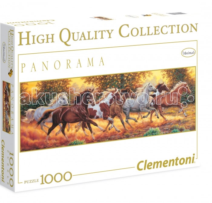 Clementoni Пазл Панорама - Бегущие лошади (1000 элементов)Пазл Панорама - Бегущие лошади (1000 элементов) Clementoni Пазл Панорама - Бегущие лошади (1000 элементов)Пазл Панорама - Бегущие лошади (1000 элементов)Пазл - великолепная игра для семейного досуга. Сегодня собирание пазлов стало особенно популярным, главным образом, благодаря своей многообразной тематике, способной удовлетворить самый взыскательный вкус. А для детей это не только интересно, но и полезно. Собирание пазла развивает мелкую моторику у ребенка, тренирует наблюдательность, логическое мышление, знакомит с окружающим миром, с цветом и разнообразными формами.<br>