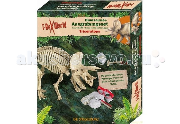 Конструктор Spiegelburg Мини-конструктор Трицератопс T-Rex 21351Мини-конструктор Трицератопс T-Rex 21351 Конструктор Spiegelburg Мини-конструктор Трицератопс T-Rex 21351Мини-конструктор Трицератопс T-Rex 21351Spiegelburg Мини-конструктор Трицератопс T-Rex 21351 – это очень необычный и интересный подарок для юных археологов и любителей динозавров! В цельном куске гипса спрятаны части скелета трицератопса, которые необходимо аккуратно извлечь с помощью входящего в комплект инструмента – острой лопатки с одной стороны и кисточки с другой. После извлечения всех частей скелета его можно собрать и получить оригинальную модельку динозавра, добытую и собранную собственными руками!<br>