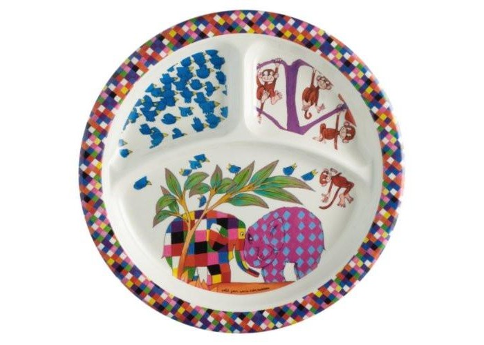 Petit Jour Тарелка с секциями Elmer 3 секцииТарелка с секциями Elmer 3 секции Petit Jour Тарелка с секциями Elmer 3 секцииТарелка с секциями Elmer 3 секцииPetit Jour Тарелка с секциями Elmer со специальными разделителями для порций, не дает смешиваться еде. На поверхность тарелки нанесены веселые и красочные изображения героев из популярных мультфильмов. Подходит для мытья в посудомоечной машине и не подходит для горячей еды и микроволновой печи. Размер: 21 см<br>