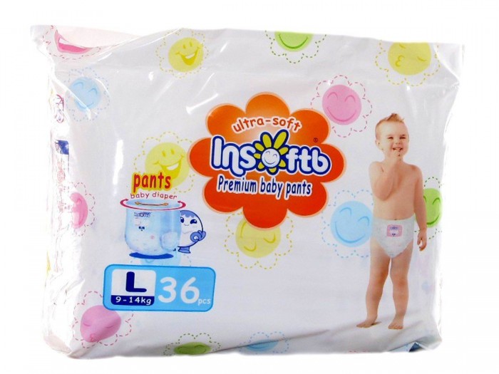 Insoftb Трусики-подгузники Premium Ultra-soft L (9-14 кг) 36 шт.Трусики-подгузники Premium Ultra-soft L (9-14 кг) 36 шт. Insoftb Трусики-подгузники Premium Ultra-soft L (9-14 кг) 36 шт.Трусики-подгузники Premium Ultra-soft L (9-14 кг) 36 шт.Трусики-подгузники марки Insoftb разработаны с учетом мельчайших деталей для создания максимально комфортных условий для малыша. Нежнейшая хлопковая внутренняя поверхность мягко прилегает к телу, не натирая и не вызывая раздражения на чувствительной коже ребенка. Основу подгузника составляют суперабсорбенты, которые полностью впитывают влагу и моментально превращают ее в гель, поэтому попка крохи останется сухой при любых обстоятельствах. Внешний материал хорошо пропускает воздух, обеспечивая постоянную вентиляцию и уберегая от появления опрелостей и сыпи. Складочки на ножках растягиваются в два раза и не дают влаге просочиться наружу. На уровне пупочка малыша в подгузнике имеется вырез, чтобы исключить соприкосновение ткани с еще незажившей до конца кожей пупка и избежать возможных осложнений. Широкая лента многоразового использования надежно фиксирует подгузник на теле крохи. Она практически бесшумно расстегивается, что позволяет менять подгузник даже если малыш спит. Даже самым активным малышам будет комфортно в таком подгузнике и ничего не будет стеснять их движений. Особенности: Подходят как мальчикам, так и девочкам. Впитывают влагу, превращая ее в гель. Резинки на ножках не дают просочиться влаге наружу. Внутренний материал из натурального хлопка. Дышащие материалы отлично пропускают воздух. Вырез на внутренней стороне в области пупочка ребенка. Предотвращают появление потницы и сыпи. Широкая многоразовая фиксирующая лента. Липкая лента позволяет быстро свернуть подгузник. Размер: L (9-14 кг).<br>