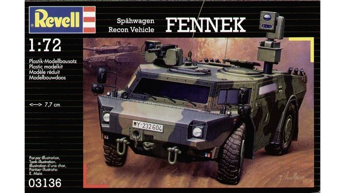 Конструктор Revell Дозорная машина FennekДозорная машина Fennek Конструктор Revell Дозорная машина FennekДозорная машина FennekСборная модель немецкой разведывательной машины Fennek. Модель выполнена из пластика и является уменьшенной копией боевой машины в масштабе 1 к 72. Для сборки и покраски вам понадобятся клей и краски. Fennek является самой современной разведывательной машиной в своем классе. После совместного немецко-голландского тестирования первые машины были переданы армии в 2003 году. Автомобиль был разработан с целью заменить своего предшественника – разведывательную машину Luchs. Сейчас Fennek поставляется в бронетанковые подразделения ВС Германии. Внимание! Клей, краски и кисточки в комплект не входят. Эти аксессуары приобретаются отдельно. Основные характеристики: Длина модели: 77 мм Масштаб: 1:72 Количество деталей: 90 шт.<br>
