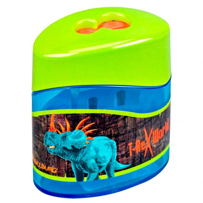 Spiegelburg Точилка T-Rex World 12242Точилка T-Rex World 12242 Spiegelburg Точилка T-Rex World 12242Точилка T-Rex World 12242Spiegelburg Точилка T-Rex World 12242. Если ваш ребенок очень любит рисовать, то ему потребуется довольно часто точить карандаши. Мы рады представить вами точилку для карандашей. Точилка сделана из качественного пластика, внутри нее прочное металлическое лезвие. Верхняя часть точилки зеленого цвета, а нижняя синяя. Она также стилизована изображением грозного трицераптоса. Точилка подходит для карандашей большого и маленького диаметра. Ее удобно держать в руках. Точилка прекрасно заменяет опасные ножи. Когда в ней соберется много стружки, точилку можно открыть и высыпать содержимое.<br>