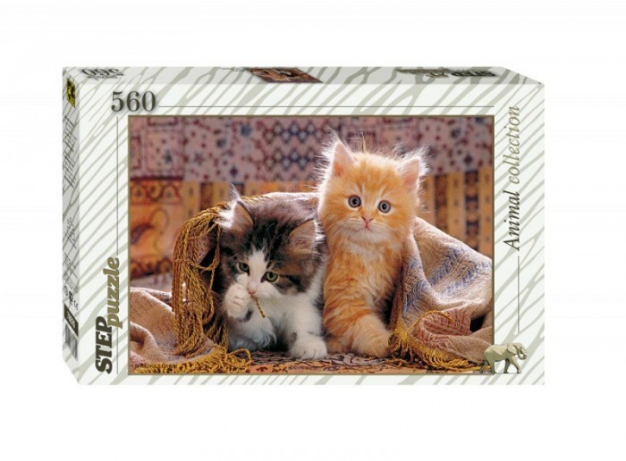 Step Puzzle Пазл Котята 560 элементовПазл Котята 560 элементов Step Puzzle Пазл Котята 560 элементовПазл Котята 560 элементовStep Puzzle Пазл Котята 560 элементов Из деталей пазла Котята от Step puzzle у вас получится яркая картинка на которой изображены два забавных котенка, спрятавшихся под пледом. Детали пазла выполнены из твердого картона, легко соединяются между собой не деформируясь и не расслаиваясь при этом. Процесс сборки пазла необычайно интересен и увлекателен, собирать картинку-пазл будет интересно как детям, так и взрослым. Получившуюся картинку можно склеить и повесить на стенку или поставить на стол. Возраст: от 3 лет Количество деталей: 560 Размер собранной картинки: 50 х 34.5 см<br>