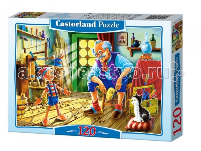 Castorland Пазл Буратино 120 элементовПазл Буратино 120 элементов Castorland Пазл Буратино 120 элементовПазл Буратино 120 элементовОбаятельный сказочный персонаж по имени Буратино известен очень многим ребятам. По сказочной повести снято огромное количество мультфильмов и фильмов. На картинке-пазле изображен, пожалуй, один из самых трогательных моментов волшебной истории. Изображение настроит на позитивный лад и впишется интерьер практически любой детской комнаты. Основные характеристики: Размер упаковки: 18 х 3.5 х 13 см Размер собранной картины: 32 х 23 см Количество элементов: 120 шт.<br>