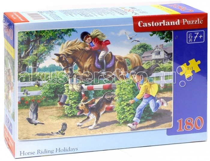 Castorland Пазл Верховая езда 180 элементовПазл Верховая езда 180 элементов Castorland Пазл Верховая езда 180 элементовПазл Верховая езда 180 элементовПазл Castorland Верховая езда обязательно придется по душе всем маленьким любителям собирания пазлов. Собрав этот пазл, вы получите картинку с изображением лошади и ее молодых наездниц. Пазлы Castorland - это высокий уровень полиграфии, четкие и красочные цвета, продуманные иллюстрации, уникальность формы каждой детали, разнообразие тематик. Собирание пазла развивает у ребенка мелкую моторику рук, тренирует наблюдательность, логическое мышление, знакомит с окружающим миром, с цветами и разнообразными формами, учит усидчивости и терпению, аккуратности и вниманию. Основные характеристики: Размер упаковки: 24,5 х 17,5 x 3,5 см Количество элементов: 180 шт.<br>